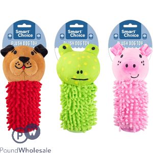 Smart Choice Squeaky Crinkle Noodle Plush Animal Dog Toy 21cm Assorted