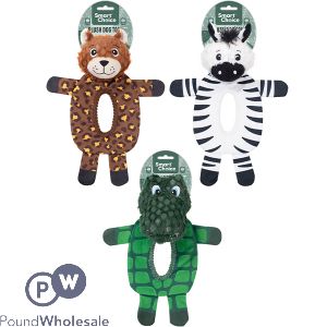 Smart Choice Plush Squeaky Crinkle Middle Ring Animal Dog Toy 37cm Assorted