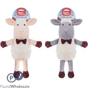 Smart Choice Squeaky Plush Bow Tie Sheep Dog Toy 30cm Assorted Colours