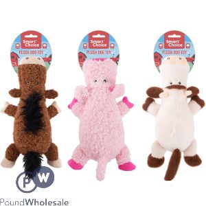 Smart Choice Squeaky Plush Farm Animal Dog Toy 32cm Assorted