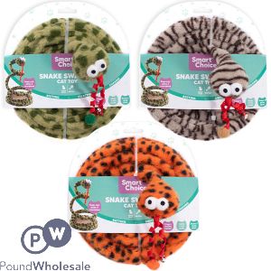 Smart Choice Plush Jingle Rattle Snake Swatter Cat Toy 20cm Assorted Colours