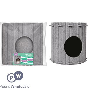 Smart Choice Felt Grey Feather Hideaway Cat Bed 40cm X 30cm