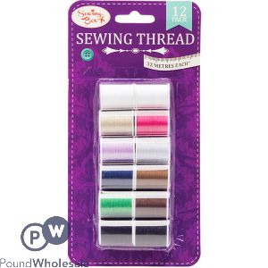 Sewing Box Assorted Colour Sewing Thread 32m 12 Pack