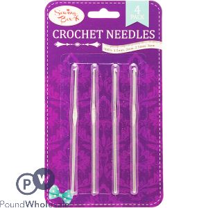 SEWING BOX ASSORTED CROCHET NEEDLES SET 4 PACK