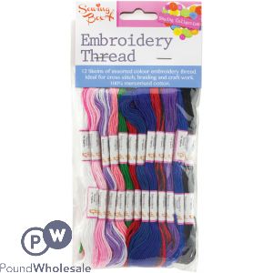 SEWING BOX EMBROIDERY THREAD 12 COLOURS 