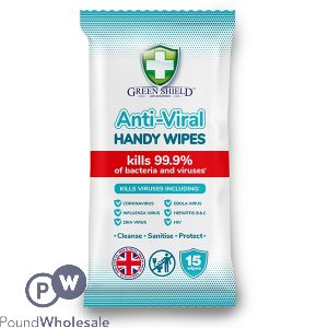 Green Shield Anti-viral Handy Wipes 15 Pack Cdu