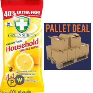 GREENSHIELD HOUSEHOLD ANTI-BACTERIAL WIPES 70 SHEETS PALLET DEAL