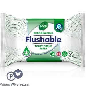 PURE FLUSHABLE TOILET TISSUE WIPES 40 PACK