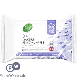 Pure 3-in-1 Make-up Removal Wipes 25 Pack