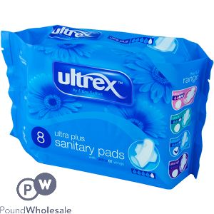 Ultrex Ultra Plus Sanitary Pads With Ultra Fit Wings 8 Pack
