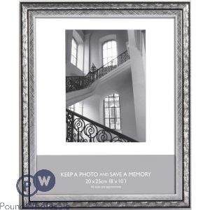 PHOTO FRAME SILVER SWIRL 8&quot; X 10&quot;