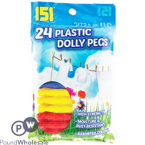 151 ASSORTED COLOUR PLASTIC DOLLY PEGS 24 PACK