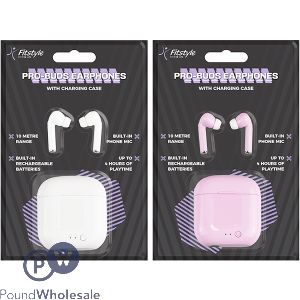 Fitstyle Pro-buds Earphones With Charging Case Cdu Assorted Colours