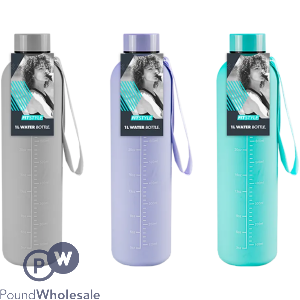 Fitstyle Soft Touch Tracking Water Bottle 1l Assorted Colours