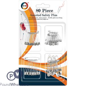 DID Assorted Safety Pins 80pc