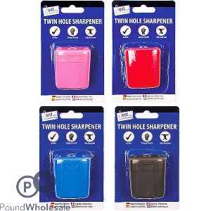 Just Stationery Twin Hole Pencil Sharpener Assorted Colours