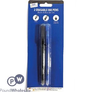 JUST STATIONERY BLACK &amp; BLUE ERASABLE INK PENS 2 PACK