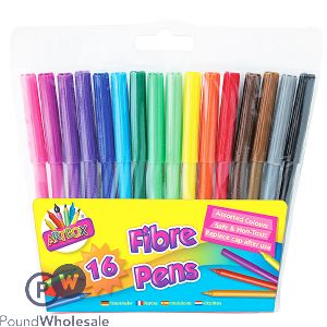 ARTBOX ASSORTED COLOURS FIBRE TIP COLOURING PENS 16 PACK