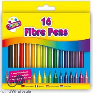 Artbox Assorted Colours Fibre Tip Colouring Pens 16 Pack