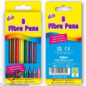 Artbox Assorted Colour Fine Tip Fibre Colouring Pens 8 Pack