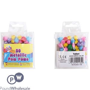 Artbox Assorted Colour Metallic Pom Poms 50 Pack