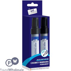 Just Stationery Black Fast-drying Chunky Permanent Markers 2 Pack