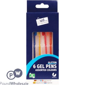 6pc GEL PENS GLITTER COLOURS