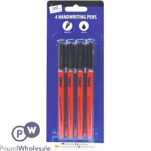 Just Stationery Black Fine Tip Handwriting Pens 4 Pack