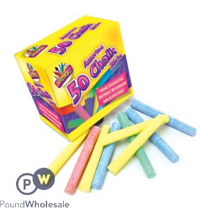 Pack/50 Assorted White/colour Chalk