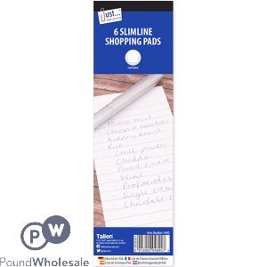 JUST STATIONERY SLIMLINE SHOPPING PADS 6 PACK