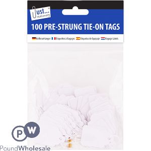 JUST STATIONERY PRE-STRUNG TIE-ON TAGS 25 X 39MM 100 PACK