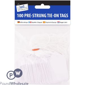 Just Stationery Pre-strung Tie-on Tags 36 X 53mm 100 Pack