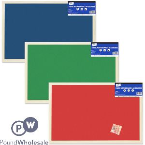 JUST STATIONERY FABRIC NOTICE BOARD &amp; ACCESSORIES 400 X 600MM ASSORTED COLOURS