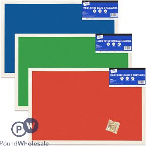 Just Stationery Fabric Notice Board &amp; Accessories 600 X 800mm Assorted Colours