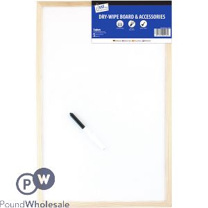 Just Stationery Pine Frame Dry-wipe Board & Accessories 400 X 600mm