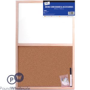 JUST STATIONERY WIPE-DRY MEMO CORK BOARD &amp; ACCESSORIES 400 X 600MM