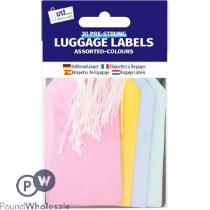 Just Stationery Assorted Colour Cardboard Luggage Labels 30 Pack