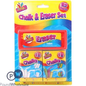 Artbox 25pc Chalk And Eraser Set