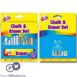 Artbox Assorted Colour Chalk And Eraser Set 25pc