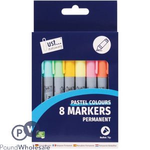 Just Stationery Assorted Pastel Permanent Markers 8 Pack