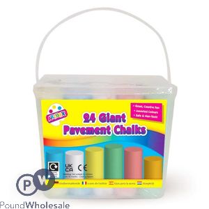 Artbox Assorted Colour Giant Pavement Chalks Tub 24 Pack