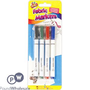 ARTBOX ASSORTED COLOUR PERMANENT FABRIC MARKERS 4 PACK
