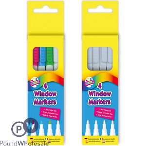 Artbox Assorted Colour Dry-Wipe Window Markers 4 Pack