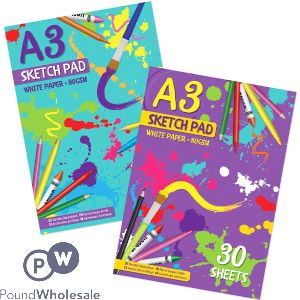 A3 80GSM White Paper Sketch Pad 30 Sheets Assorted