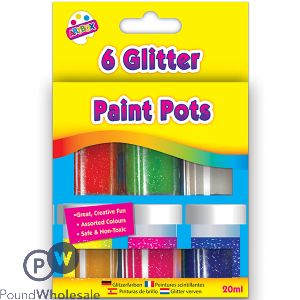 Artbox Assorted Colour Glitter Paint Pots 20ml 6 Pack