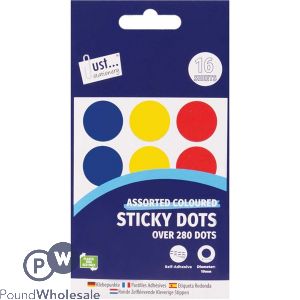 Just Stationery 280+ Sticky Dots Assorted Colours