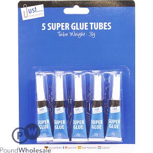 JUST STATIONERY SUPER GLUE TUBES 3G 5 PACK