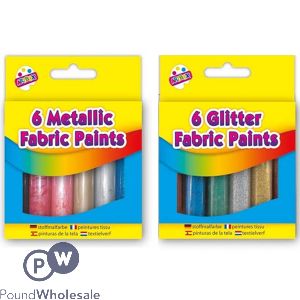 Artbox Glitter &amp; Metallic Fabric Paints 6 Pack Assorted