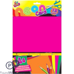 Artbox A4 Assorted Colour Neon Craft Card 15 Sheets