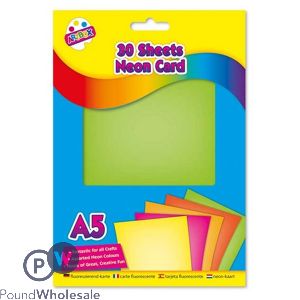 Artbox A5 Assorted Colour Neon Craft Card 30 Sheets